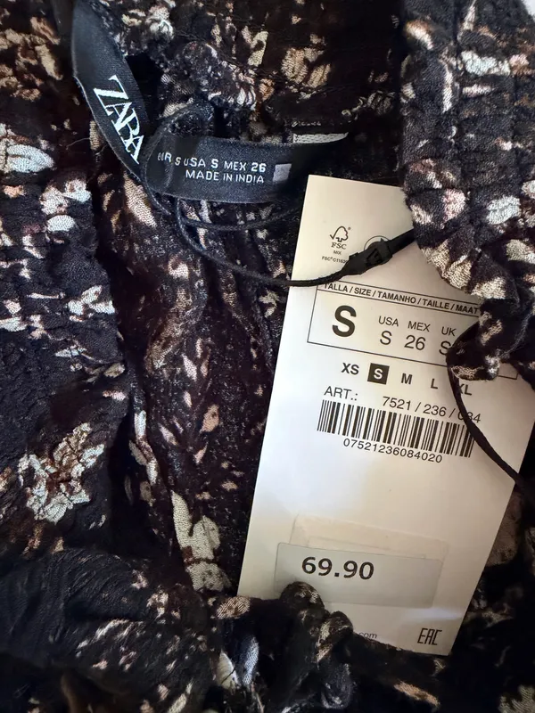 Zara Ruffled Floral Mini Dress, Size S - Image 7