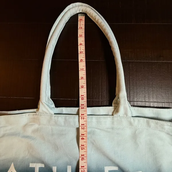 Athleta Blue White Ombre Canvas Tote Bag Large Cotton Shopper S/746931-00 - Image 3