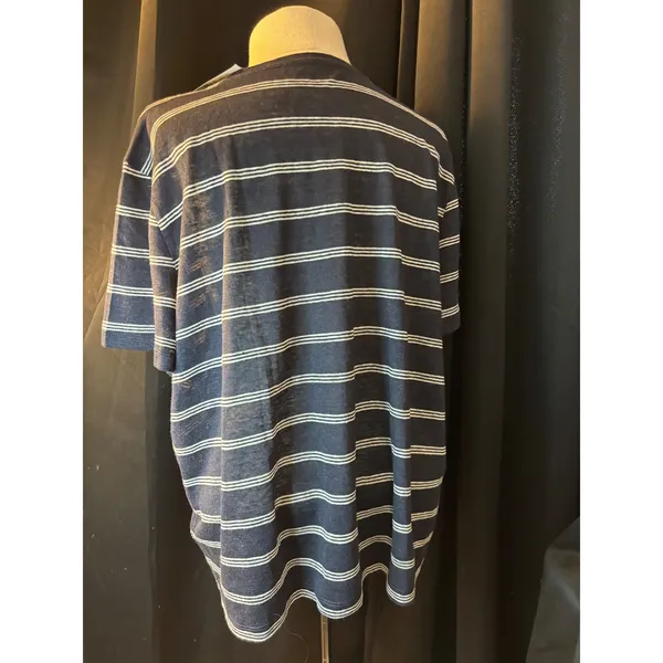 J.Crew Womens XL Linen Tee Navy Blue White Striped Short Sleeve T-Shirt NWT - Image 3