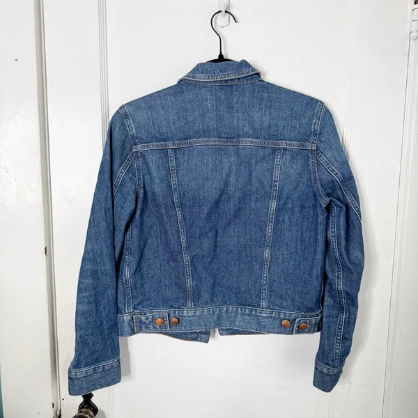 Madewell The Shrunken Stretch Jean Denim Jacket Classic Style Layering Blue S - Image 12
