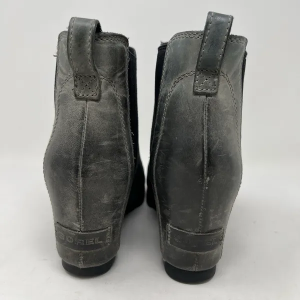 Sorel Boots Women's 6.5 Lea‎ Wedge Waterproof Leather Gray Chelsea Ankle Booties - Image 9