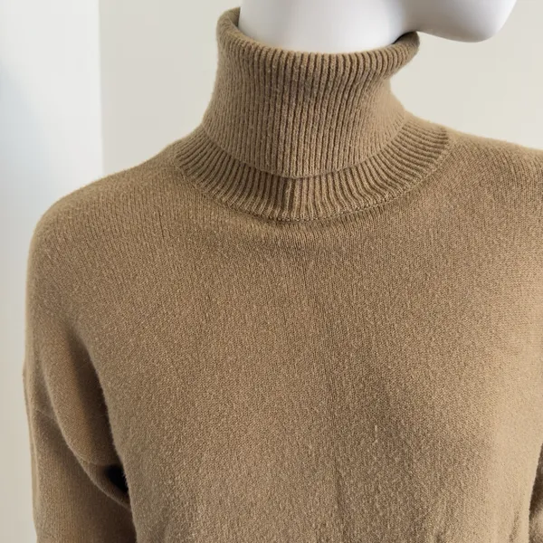 Stella + Lorenzo Women’s Sweater Fringe Hem Turtleneck Tan Boho Knit Size S - Image 6
