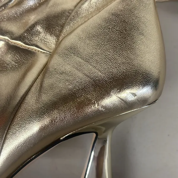 Franco Sarto sz8 Alta vintage nostalgic gold heeled boots calf sexy pointed toe - Image 10