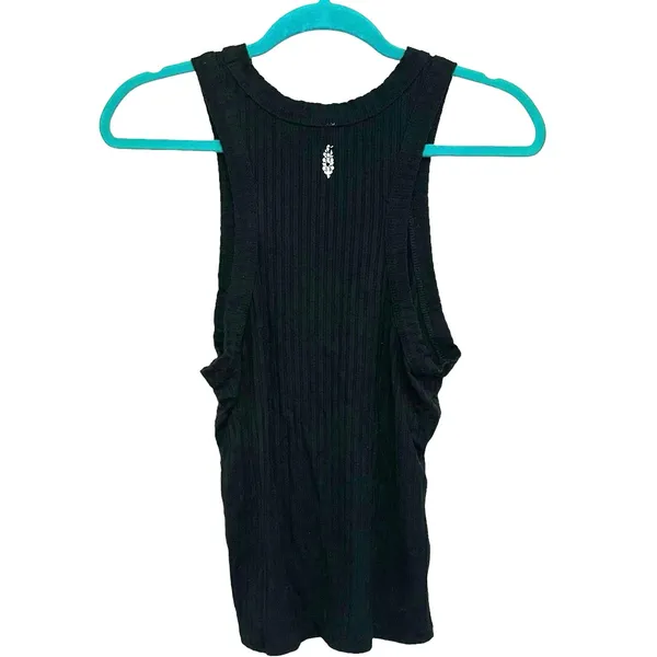 FP Movement Black Ribbed Tank Top Large‎ Athletic High Neck Workout Top - Image 2