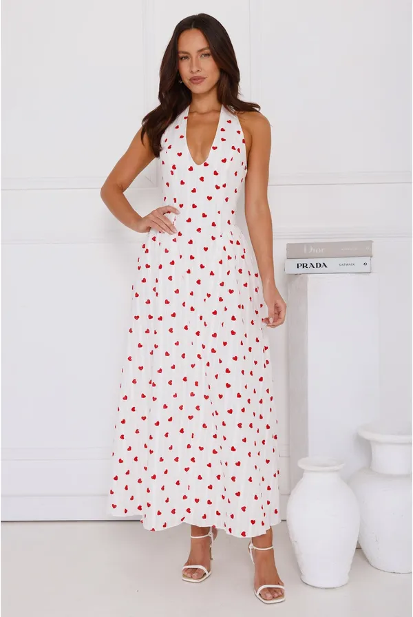 Hello Molly I Love You Halter Maxi Dress White - Image 2