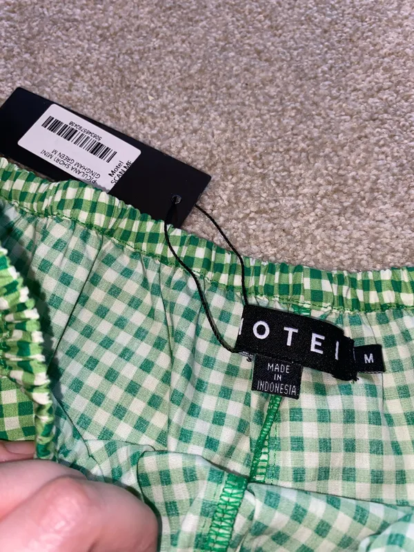 Motel Rocks Piculana Short In Mini Gingham Green - Image 4