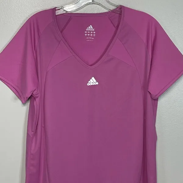 Adidas V-Neck Athletic T-Shirt Sz L - Image 2