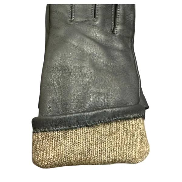 FOWNES BROTHERS Leather Gloves Charcoal Gray Cashmere Lined Medium NWT - Image 4