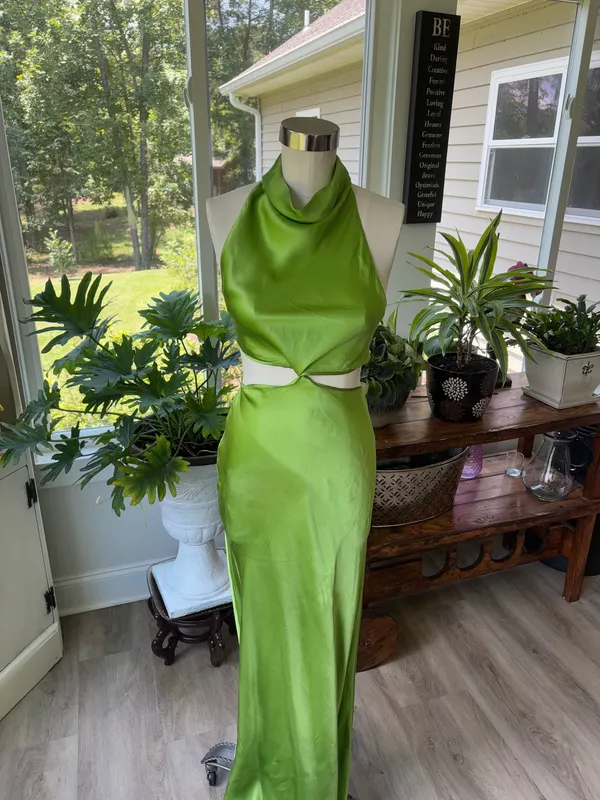 Amanda Uprichard Green Silk Cocktail Dress - Image 3