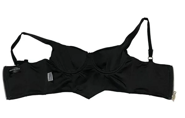 White Fox Cropped Corset Top - Black - Small - Image 5