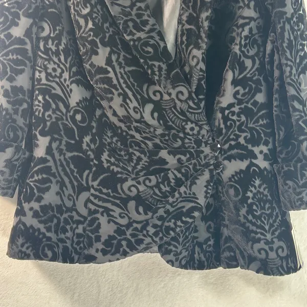 Alex Evenings Black Velvet Burnout Damask Floral Evening Jacket Blazer XL NWT - Image 10