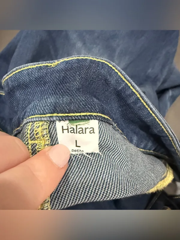 NWOT Halara Dark Wash Flex Asymmetric Low Rise Straight Leg Jeans - Image 8