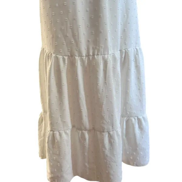 Crochet Midi Baby Doll Halter Dress Y2K Fairy White Shein Textured Tiered SZ SM - Image 5