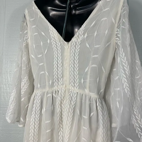 Sugar+Lips Off White Boho Lace Overlay Dress No Size EUC - Image 11