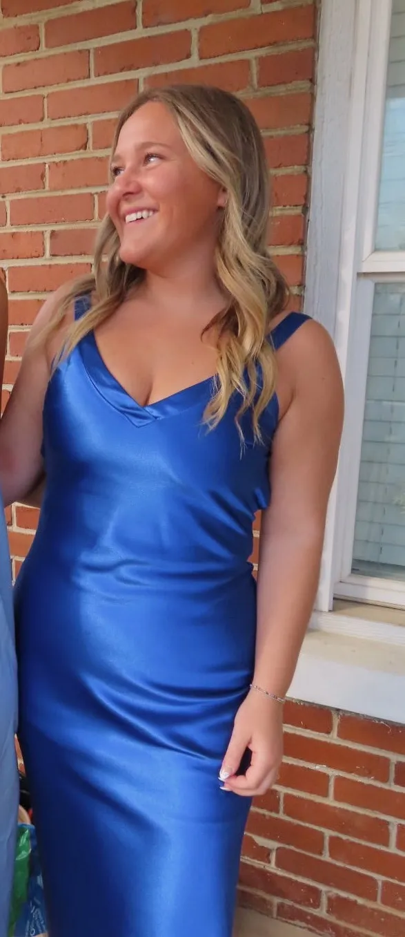 Lulus Blue Backless Slit Dress - Image 3