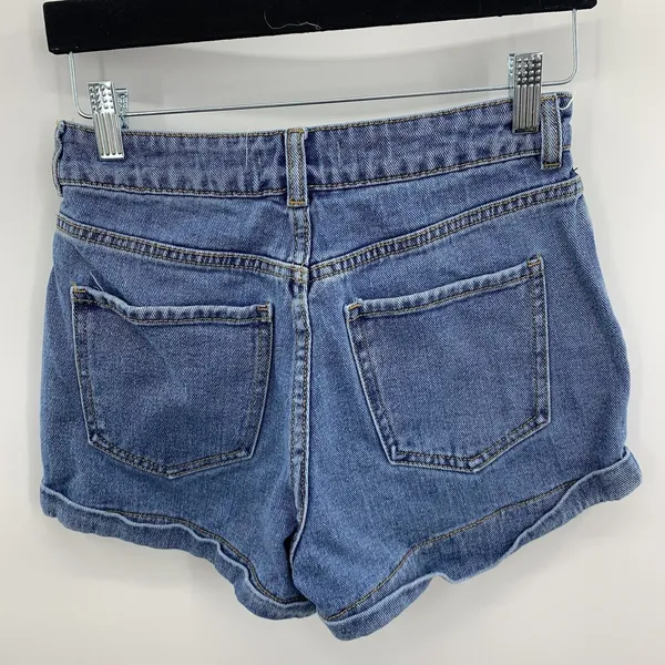 John Galt Brandy Melville Sz 26 Shorts High Rise Cuffed Denim Blue‎ Jean Women’s - Image 12