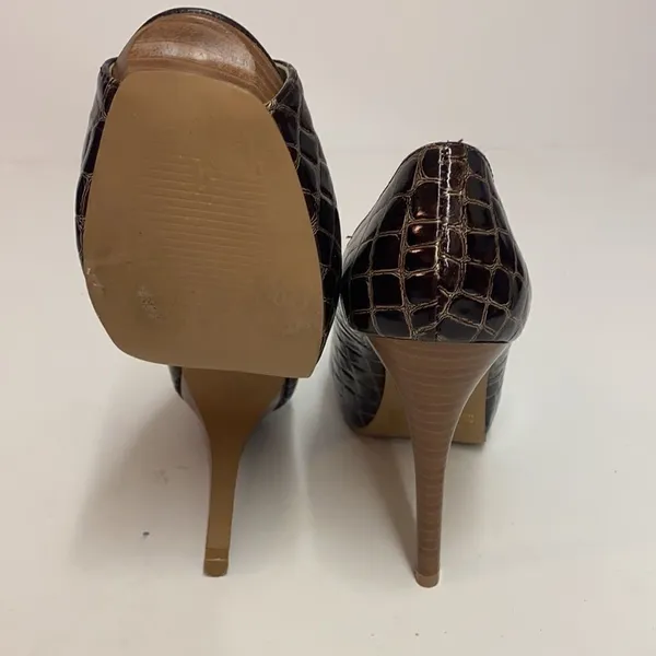 Qupid‎ | Crocodiles Embossed Open Toe Heels Size 8 A18 - Image 10