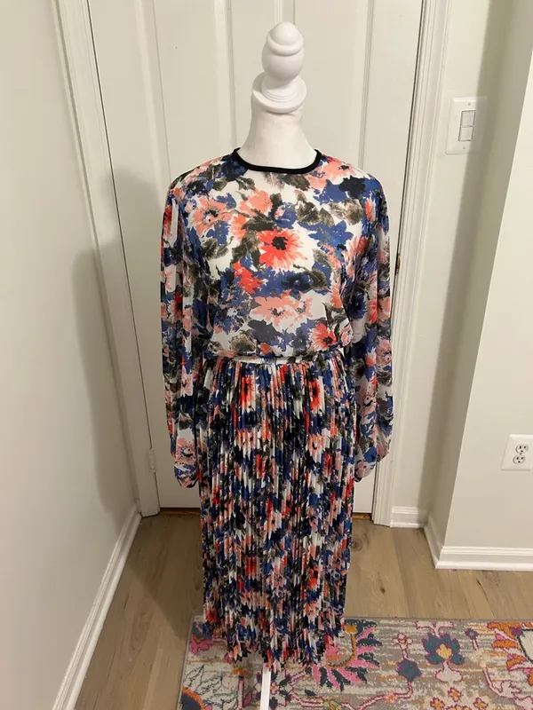 Misa Los Angeles Juliana Pleated Midi Dress In Tie Dye Floral New Size XS - Image 7
