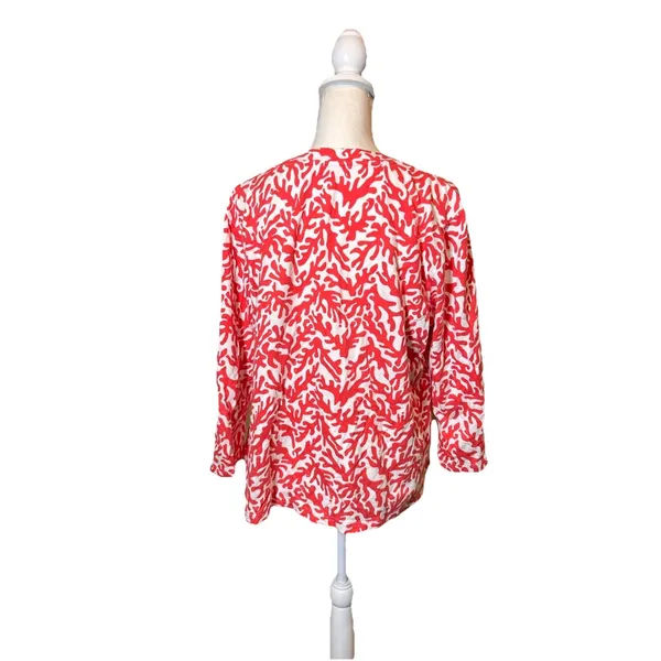 Lilly Pulitzer Odette Tunic XL Island Coral Treasure‎ Coral white V-Neck Top - Image 2