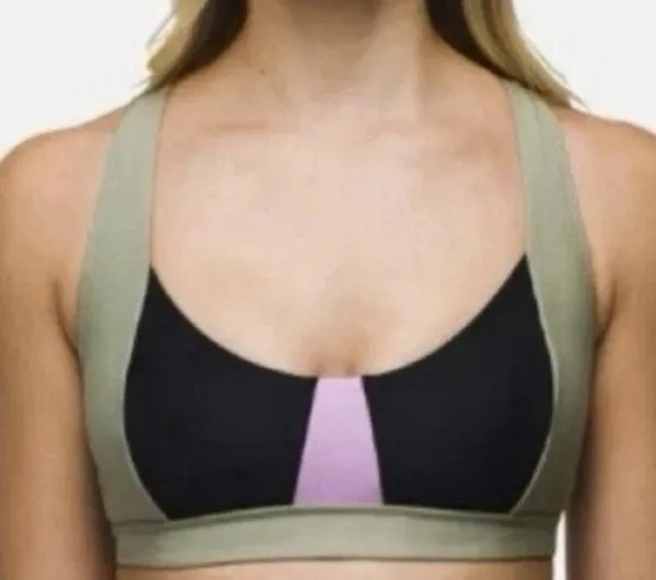 Prana Tulum Top Black Color Block Green Lilac Bikini Summer Pool Vacation Medium - Image 4