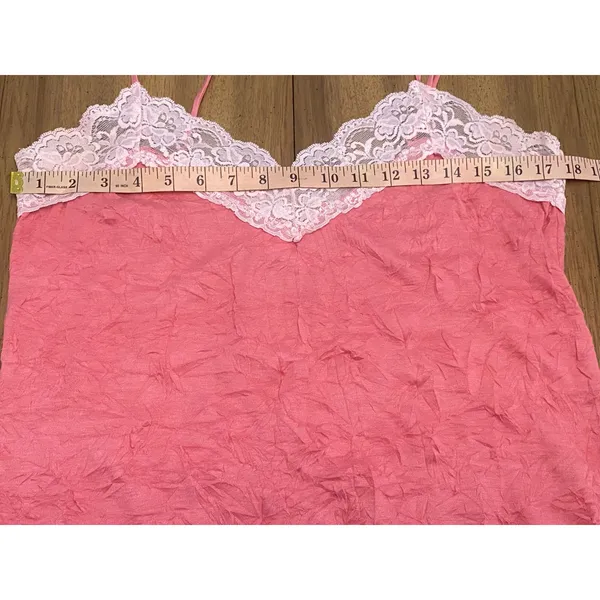 Xhilaration Pink Lace Trim Crinkle Slip Cami Y2K Lingerie Top XL‎ Balletcore - Image 5