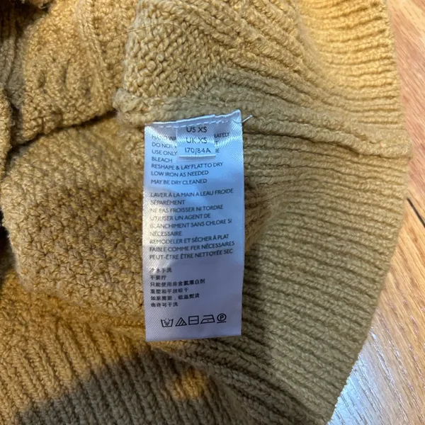 Free People Mustard Yellow Cable Knit Collared Pullover Sweater Women's Size XS‎ - Image 9