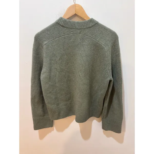 Abercrombie & Fitch XS Sage Green Wool Blend Crewneck Sweater Long Sleeve Ribbed - Image 3