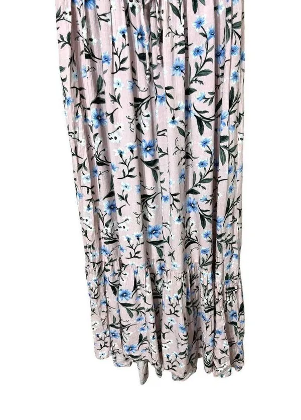 American Eagle Outfitters Pink Floral Tiered Boho Off Shoulder Maxi Dress Size M - Image 3