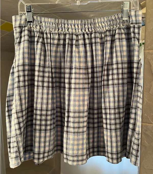 Urban Outfitters Light Blue Plaid Mini Skirt with Pockets - Image 2