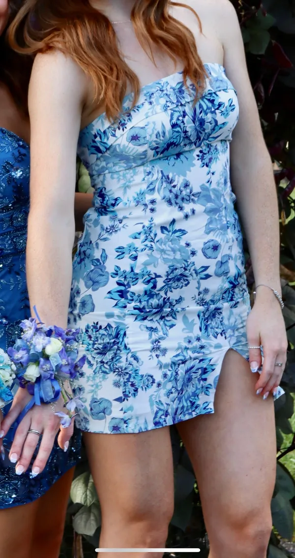 ThatsSoFetch Blue Floral Mini Dress - Image 4