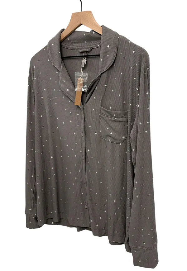 SKIMS Soft Lounge Pajama Top Sparkle Pajama top Sold out Grey size LargeNWT - Image 2