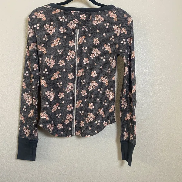We the Free People Everest Henley Small Bohemian Boho Waffle Knit Autumn Fall - Image 2