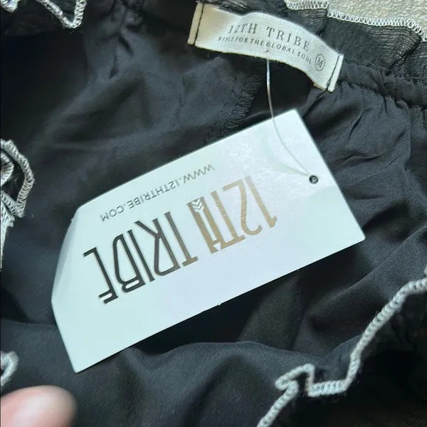 12th Tribe Black Maxi A-Line Skirt with Ruffled Tie Front - Image 4