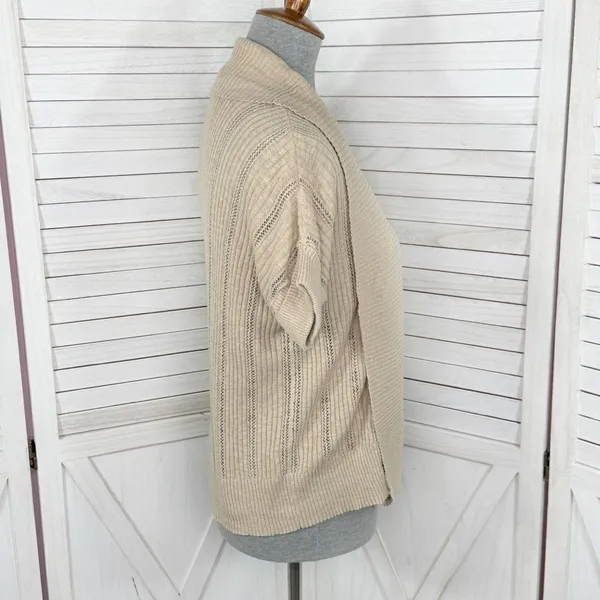 Dress Barn Vintage Open Front Cardigan Topper‎ Sweater Tan Small - Image 3