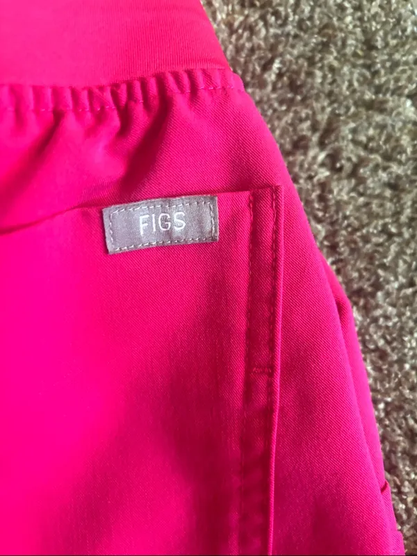 Figs Girls Bright Hot Pink Jogger Sweatpants with Navy Drawstring - Image 4