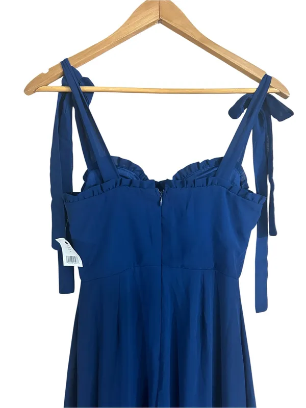 NEW Lulu’s Truly Gorgeous Dark Blue Ruffled Bustier Tie-Strap Maxi Dress XS NWT - Image 7