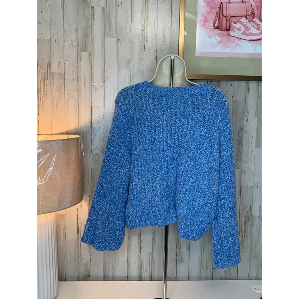 Sincerely Jules Sweater Womens Small Heathered Blue Textured Knit - Image 3