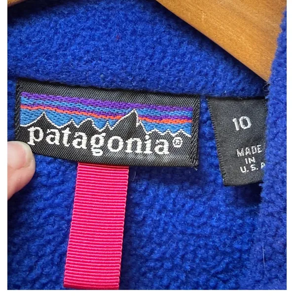 Patagonia Synchilla Fleece Full Zip‎ Jacket Blue Size 10 Vintage - Image 2