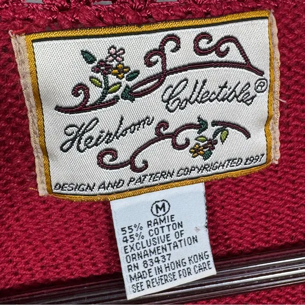 Vintage 90s Heirloom Collectibles Embroidered Beaded Sweater Vest‎ Red Medium - Image 9
