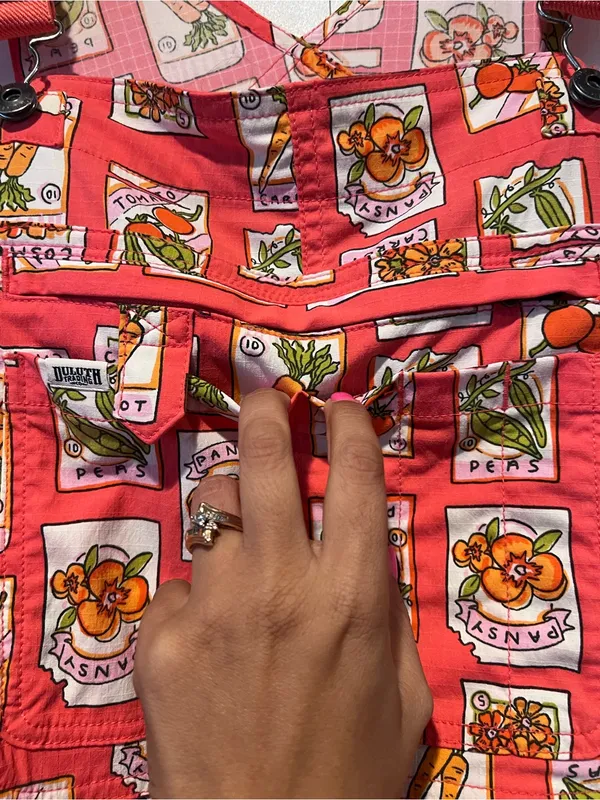 Heirloom gardening bib Overalls Lx29 coral seed packets One-Piece - Image 11