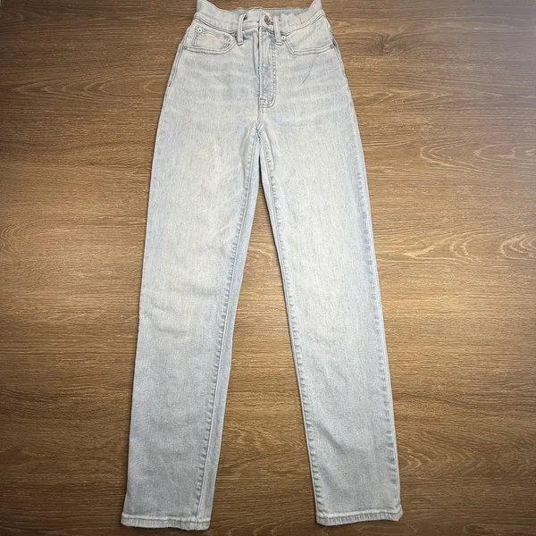 Madewell Perfect Vintage Straight Jean Womens 23T High Rise Hemp Blend Blue - Image 2