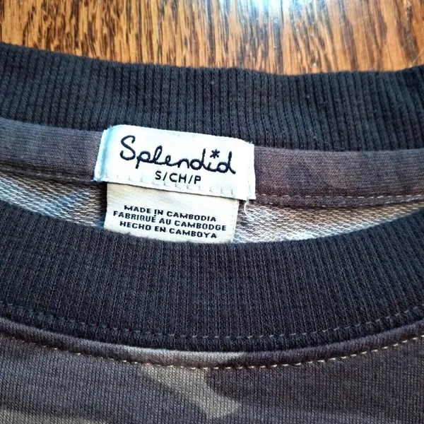 Splendid‎ Camo Long Sleeve TShirt Women's Size S - Image 3