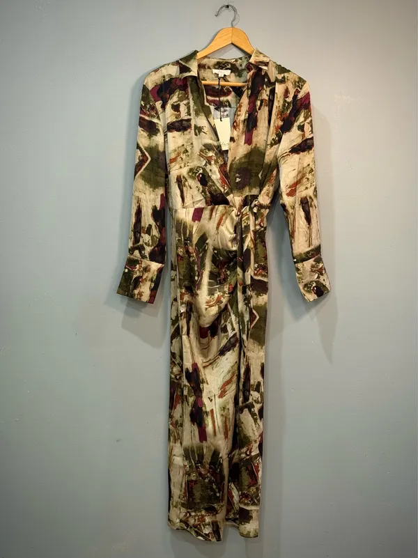 Multicolor Elan L/S Open Tie-Waist Shirtdress Size M NWT - Image 5