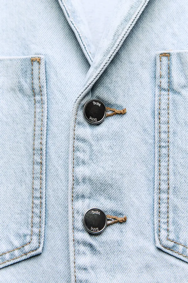Zara jumpsuit romper onesie denim jeans light blue - Image 8