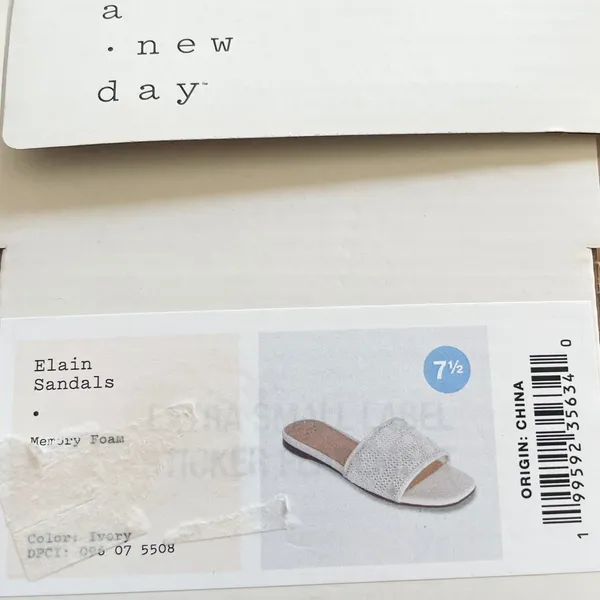 A New Day Elain Ivory Mesh Sequin Slide Sandals Square Toe Memory Foam 7.5 - Image 8