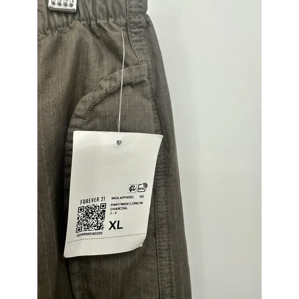 Forever 21 Womens XL Charcoal Striped Wide Leg Parachute‎ Drawstring Pants NWT - Image 7