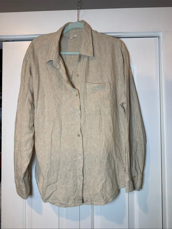 Z Supply Women's Button-Down Shirt flax linen oversized shirt medium - Image 2