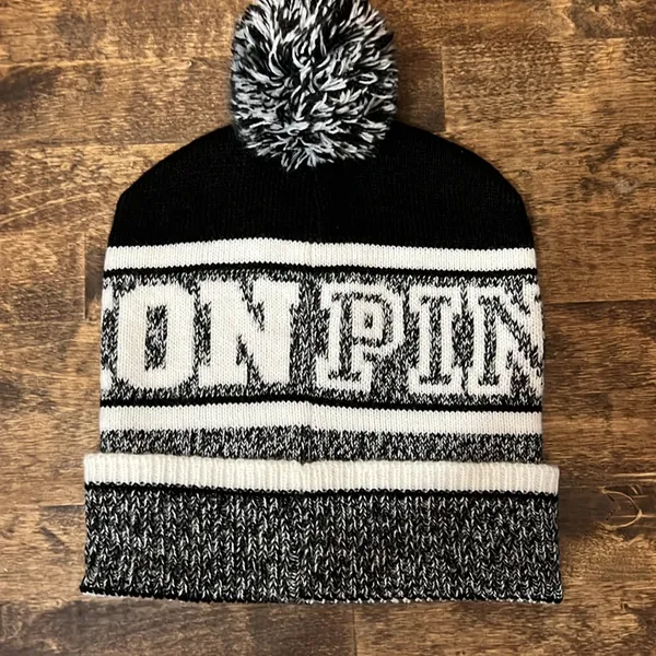 PINK Victoria’s Secret Black & White Pom Pom Beanie - Image 5