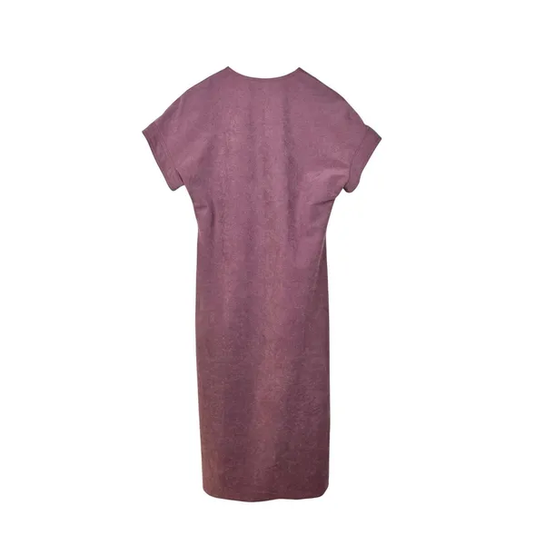 Caron Midi Dress Women 10 Mauve Purple Faux Suede Button Front Vintage V-Neck‎ - Image 6