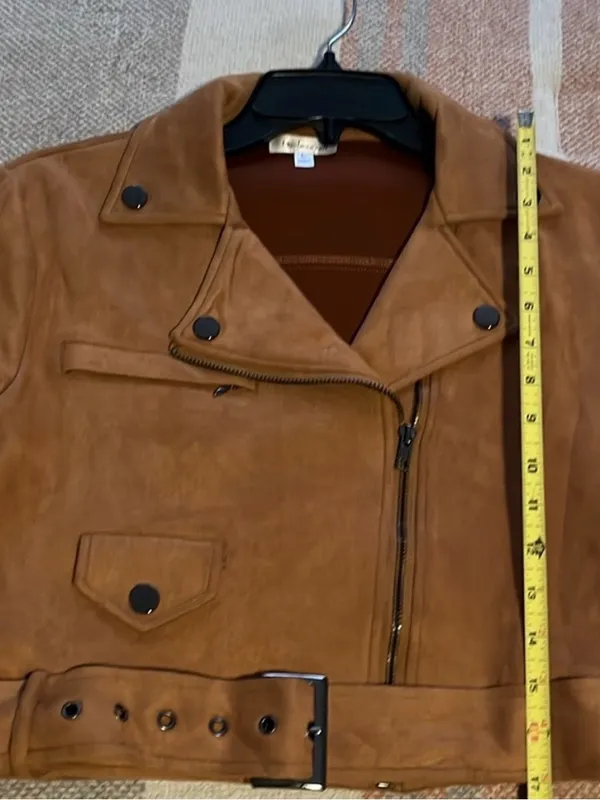 NWOT Classic Tan Suede Biker Jacket - Women - Image 5